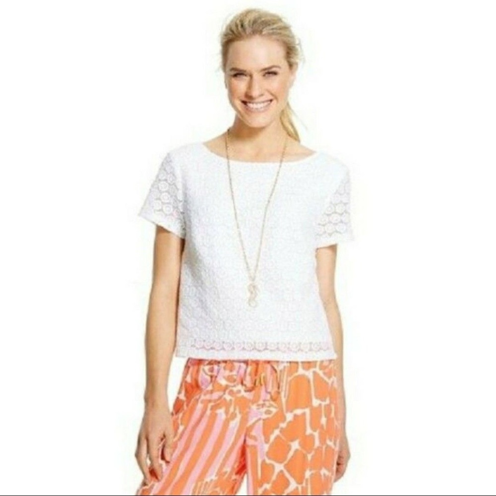 Lilly Pulitzer Eyelet Crochet Crop Top